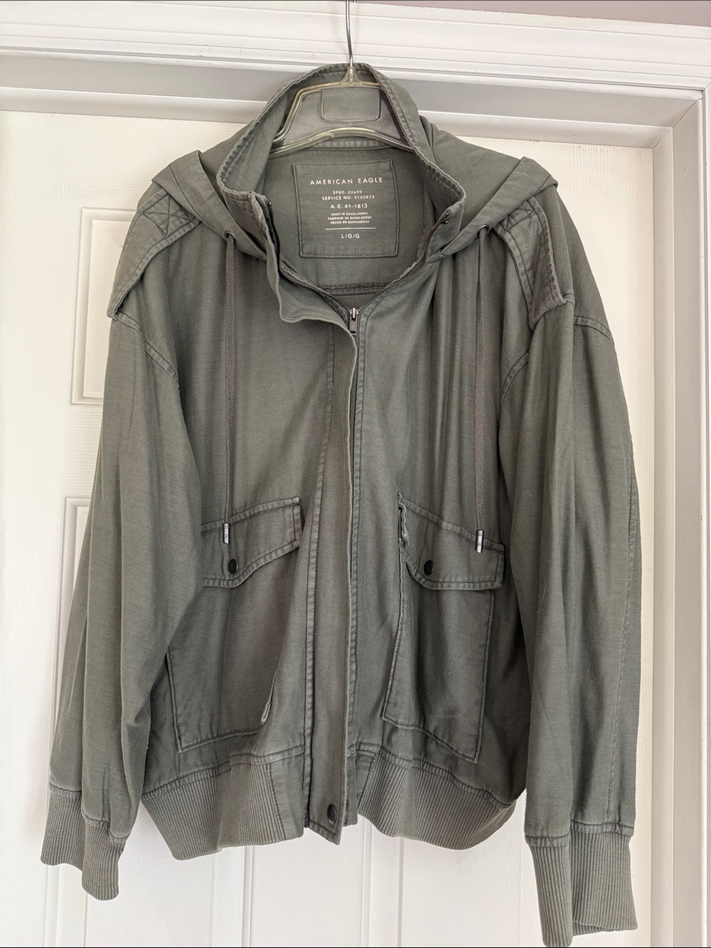 American Eagle Outfitters Hooded Zip Jacket in Olive